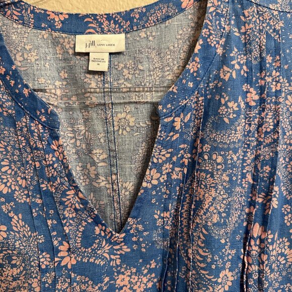 J. Jill Love Linen Blue/Pink Floral Dress - Picture 5 of 8